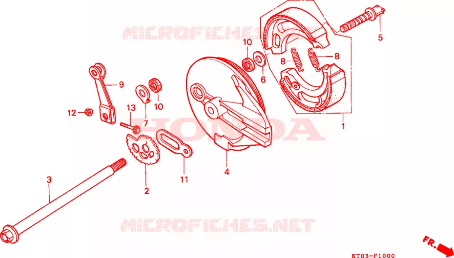 FLASQUE - MACHOIRES DE FREIN ARRIERE Honda MOTO 200 XR 1996  XR200RT
