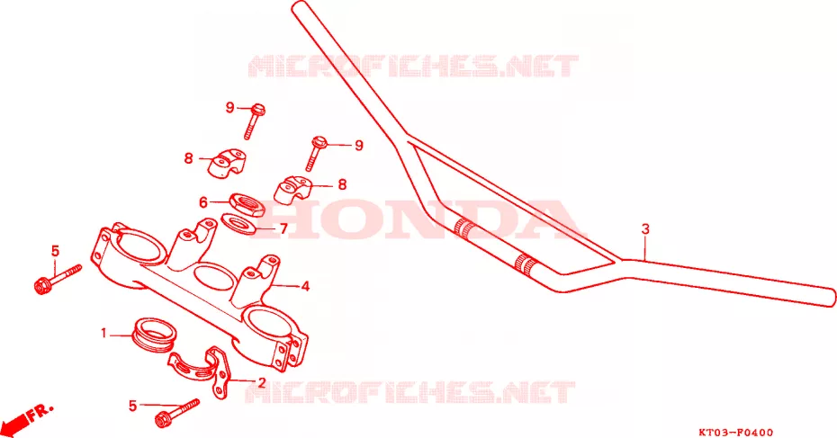 GUIDON - TE DE FOURCHE (1) Honda MOTO 200 XR 1994  XR200RR