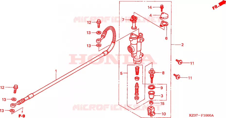 MAITRE-CYLINDRE DE FREIN ARRIERE Honda MOTO 250 CR 2002  CR250R2