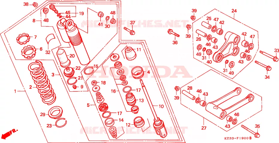 AMORTISSEUR ARRIERE Honda MOTO 250 CR 1990  CR250RL