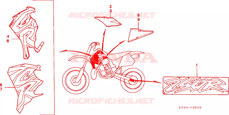AUTOCOLLANTS Honda MOTO 250 CR 1996  CR250RT
