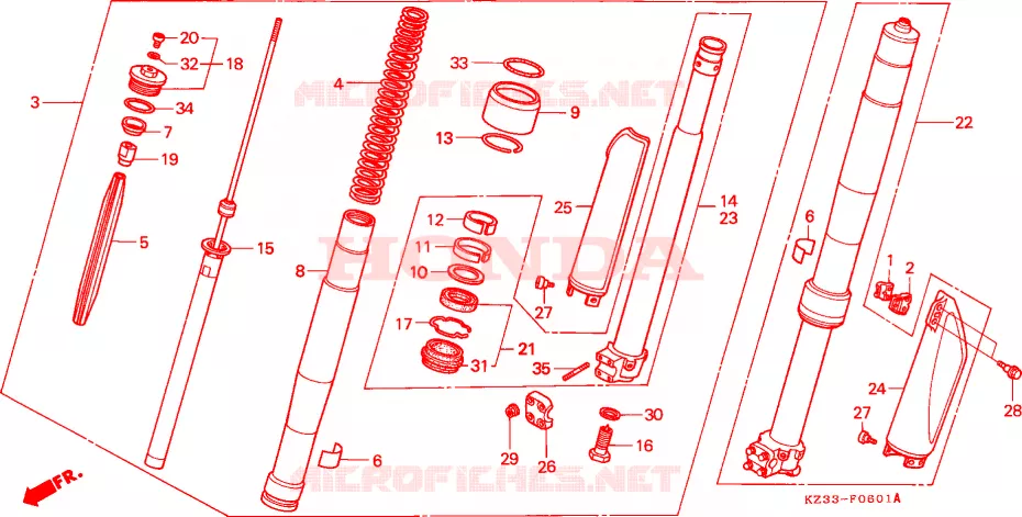 FOURCHE Honda MOTO 250 CR 1991  CR250RM