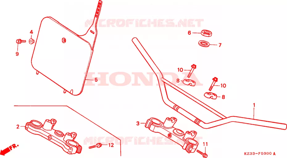 GUIDON - TE DE FOURCHE Honda MOTO 250 CR 1993  CR250RP