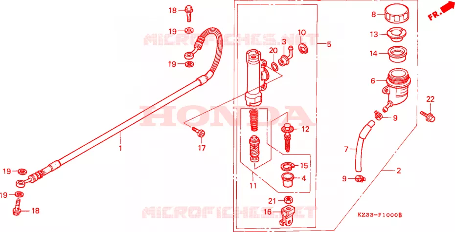 MAITRE-CYLINDRE DE FREIN ARRIERE Honda MOTO 250 CR 1992  CR250RN