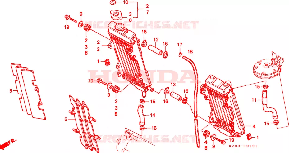 RADIATEUR Honda MOTO 250 CR 1996  CR250RT