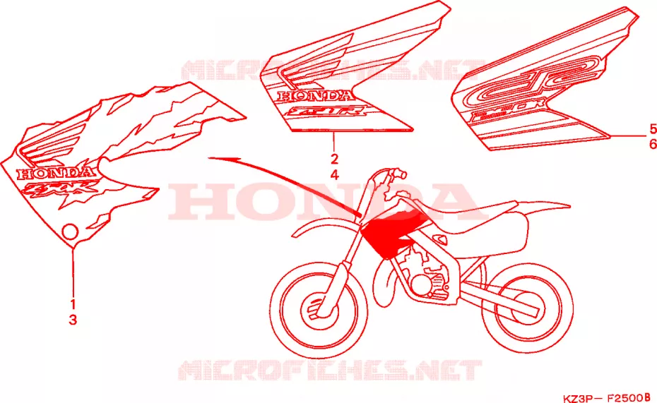 AUTOCOLLANTS Honda MOTO 250 CR 1998  CR250RW