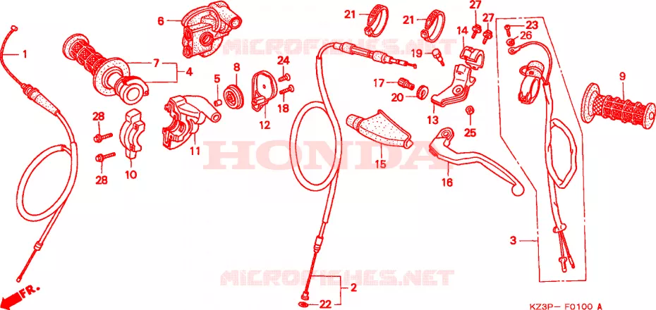 LEVIER DE GUIDON Honda MOTO 250 CR 1997  CR250RV