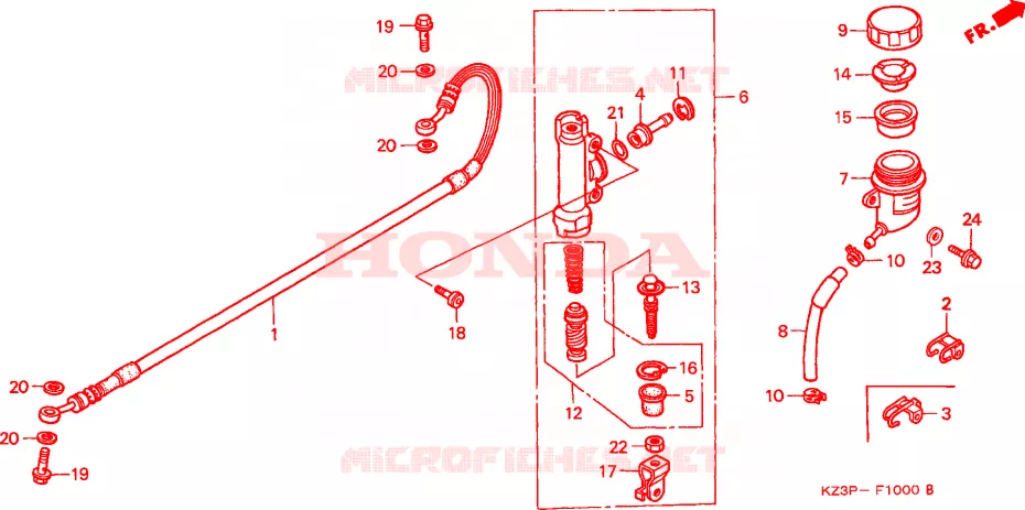 MAITRE-CYLINDRE DE FREIN ARRIERE Honda MOTO 250 CR 1998  CR250RW