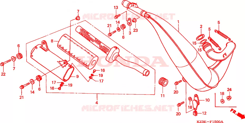CHAMBRE D'EXPANSION(1) Honda MOTO 250 CR 2000  CR250RY