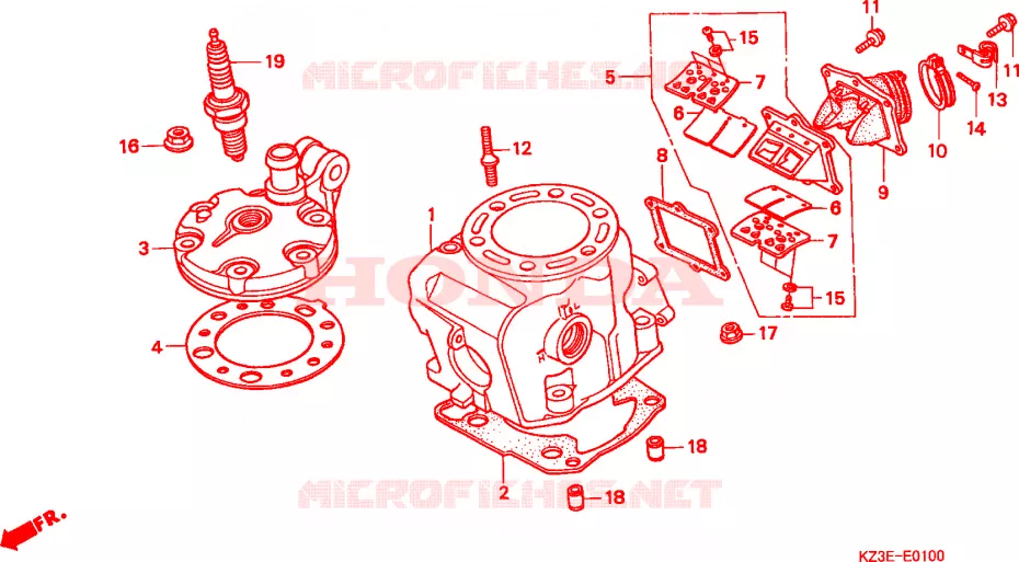 CULASSE Honda MOTO 250 CR 2000  CR250RY