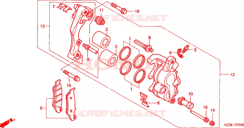 ETRIER DE FREIN AVANT Honda MOTO 250 CR 2001  CR250R1