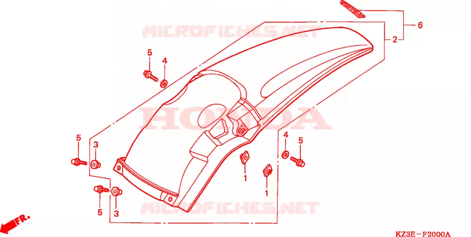 GARDE-BOUE ARRIERE Honda MOTO 250 CR 2000  CR250RY