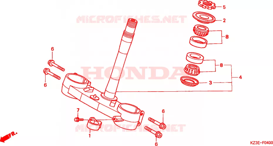 TE DE FOURCHE Honda MOTO 250 CR 2000  CR250RY