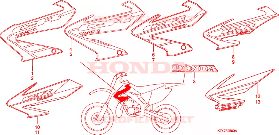 AUTOCOLLANTS Honda MOTO 125 CR 2003  CR125R3
