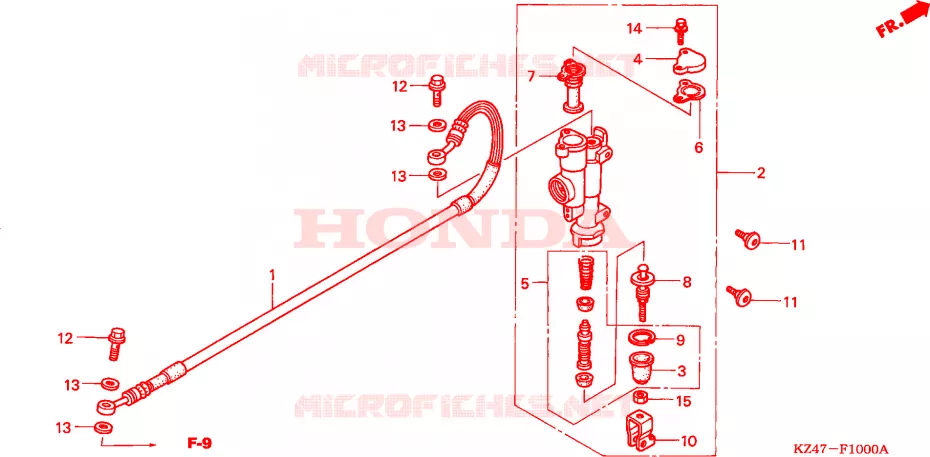 MAITRE-CYLINDRE DE FREIN ARRIERE Honda MOTO 125 CR 2002  CR125R2