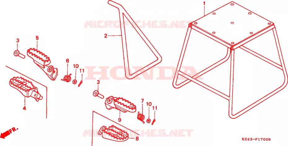 BEQUILLE - REPOSE PIEDS Honda MOTO 125 CR 1990  CR125RL