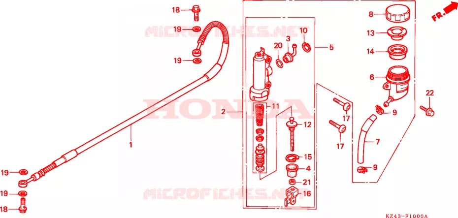 MAITRE-CYLINDRE DE FREIN ARRIERE Honda MOTO 125 CR 1990  CR125RL