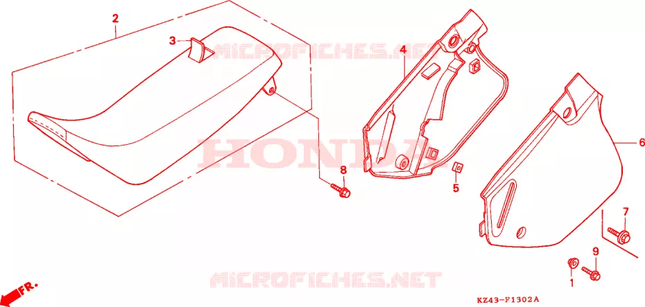 SIEGE/COUVERCLE LATERAL  Honda MOTO 125 CR 1997  CR125RV