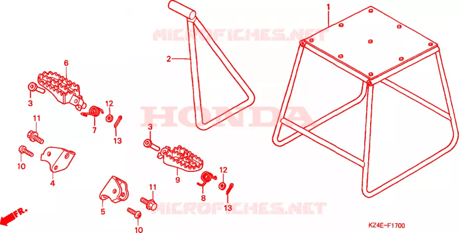 BEQUILLE - REPOSE PIEDS Honda MOTO 125 CR 2001  CR125R1