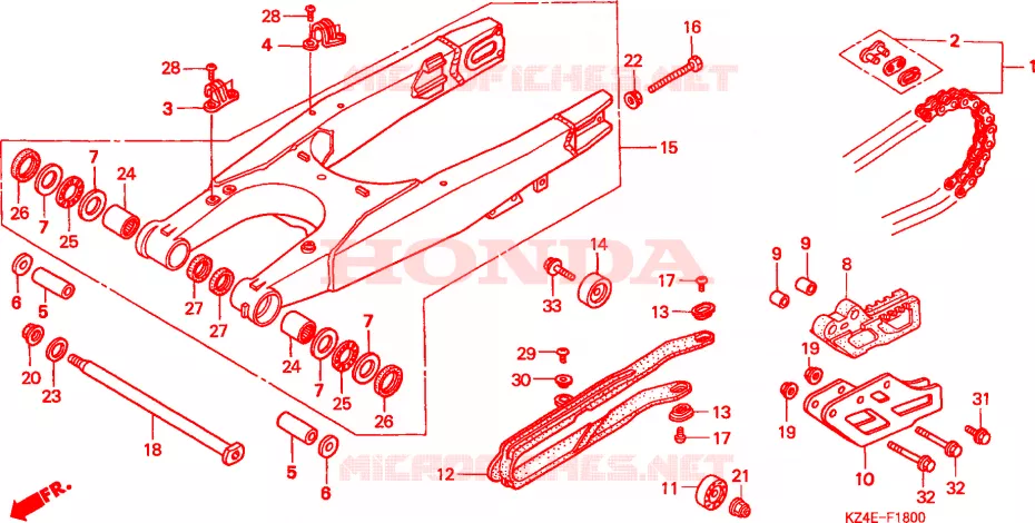 BRAS OSCILLANT Honda MOTO 125 CR 2000  CR125RY