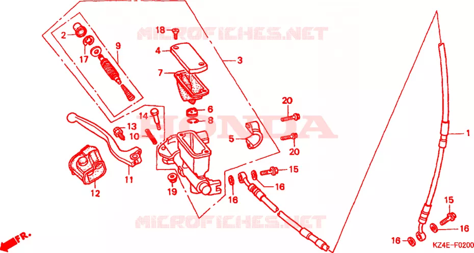 MAITRE CYLINDRE DE FREIN AVANT Honda MOTO 125 CR 2001  CR125R1