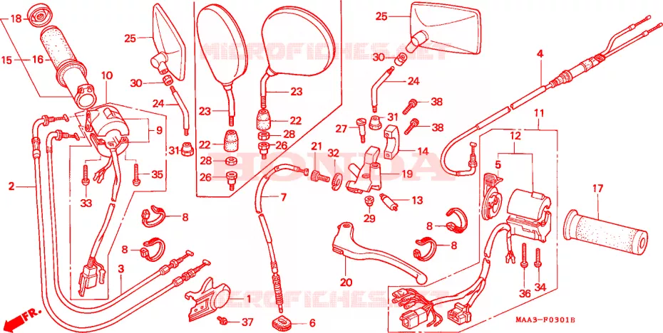 COMMUTATEUR/CABLE  Honda MOTO 1100 SHADOW 1998  VT1100CW