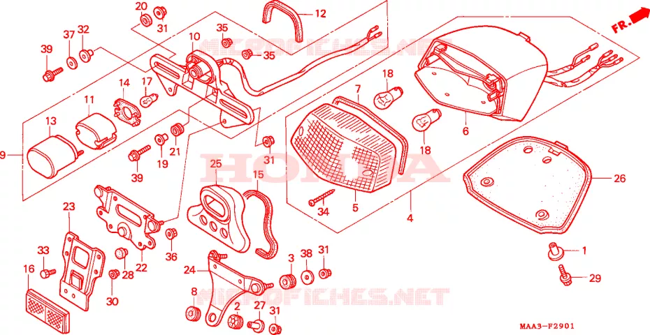 FEU ARRIERE (VT1100C2-CM/2CM) Honda MOTO 1100 SHADOW 1996  VT1100C2T