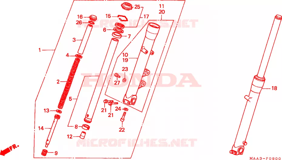 FOURCHETTE AVANT(VT1100C) Honda MOTO 1100 SHADOW 1995  VT1100CS