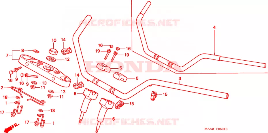 GUIDON - TE DE FOURCHE (VT1100C2) Honda MOTO 1100 SHADOW 1998  VT1100C22W