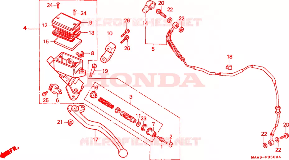 MAITRE-CYLINDRE (VT1100CS/CT) Honda MOTO 1100 SHADOW 1996  VT1100CT