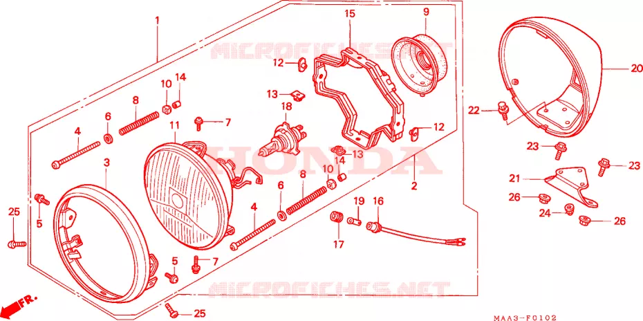 PHARE (VT1100C2) Honda MOTO 1100 SHADOW 1998  VT1100C22W