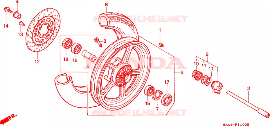 ROUE AVANT(VT1100C) Honda MOTO 1100 SHADOW 1995  VT1100CS