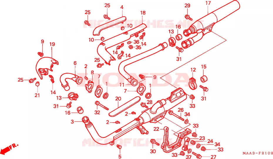 SILENCIEUX D'ECHAPPEMENT (VT1100C2) Honda MOTO 1100 SHADOW 1998  VT1100C22W