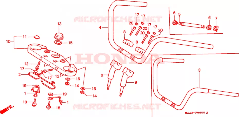 TUYAU DE GUIDON/PONT SUPERIEUR  Honda MOTO 1100 SHADOW 1998  VT1100CW