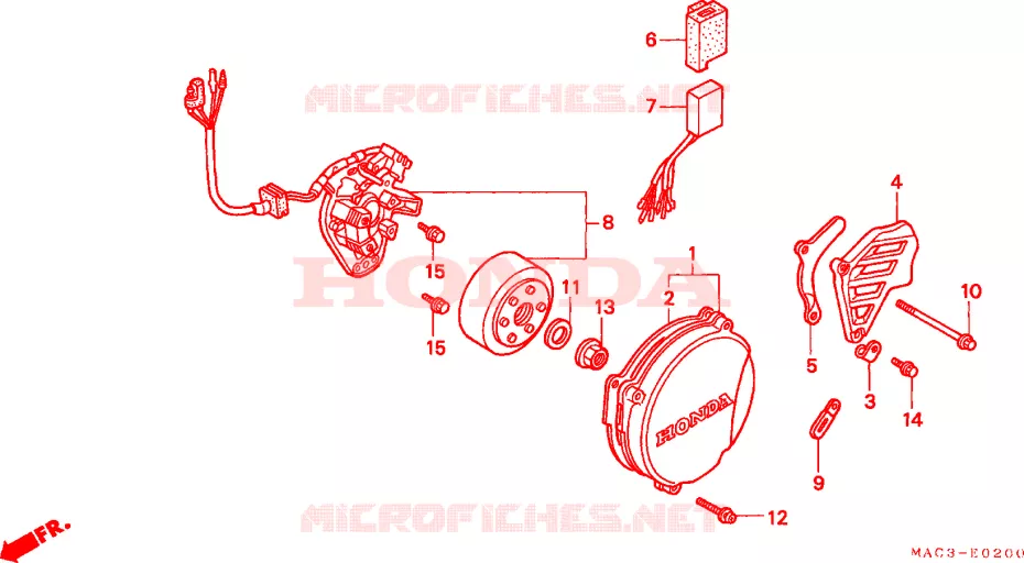 CARTER MOTEUR GAUCHE - ALTERNATEUR Honda MOTO 500 CR 2000  CR500RY