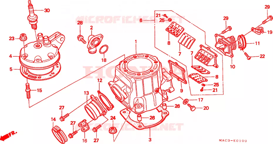 CULASSE - CYLINDRE Honda MOTO 500 CR 2001  CR500R1