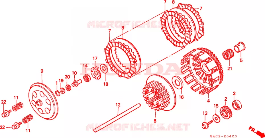 EMBRAYAGE Honda MOTO 500 CR 2000  CR500RY