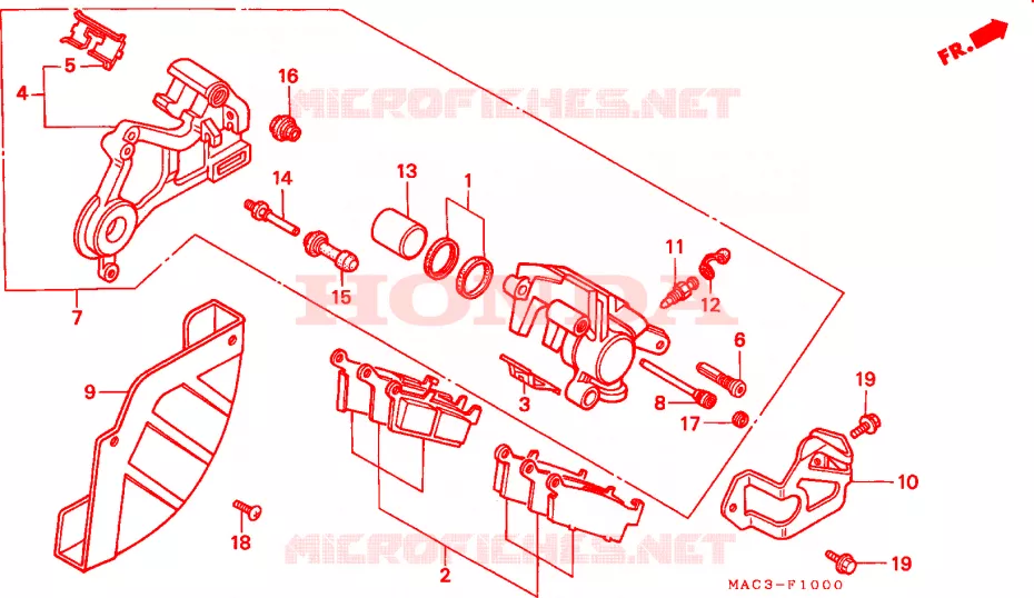 ETRIER DE FREIN ARRIERE Honda MOTO 500 CR 2001  CR500R1