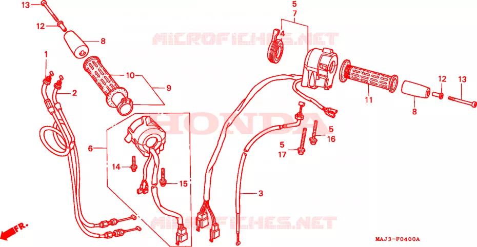 COMMODO - LEVIER - CABLE Honda MOTO 1100 PAN-EUROPEAN 1996  ST1100T