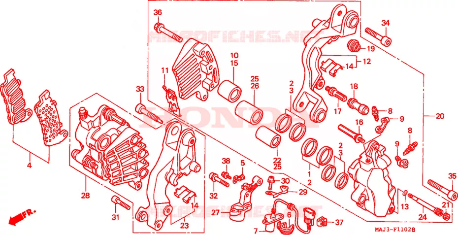 ETRIER DE FREIN AVANT (ST1100AT/AV/AW) Honda MOTO 1100 PAN-EUROPEAN 1998  ST1100AW