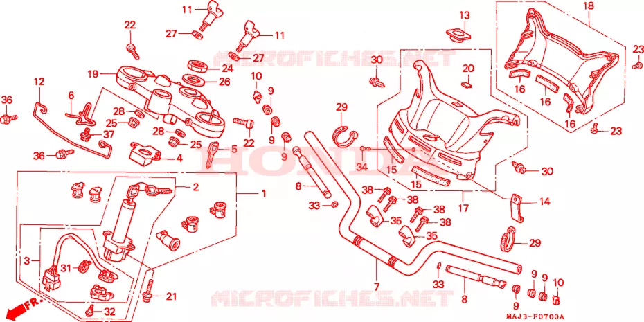 GUIDON - TE DE FOURCHE Honda MOTO 1100 PAN-EUROPEAN 1996  ST1100T