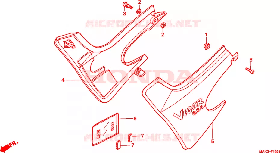 COUVERCLE LATERAL(2) Honda MOTO 650 FX 1999  FX650X