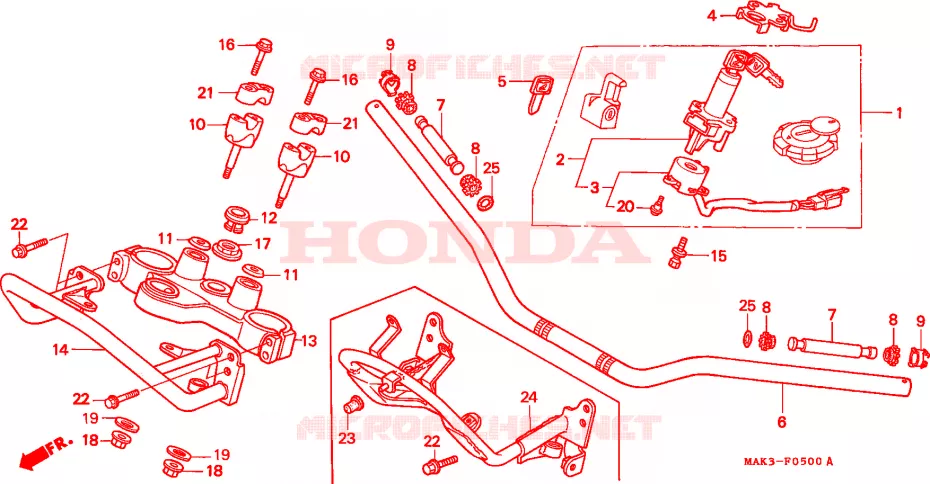 GUIDON - TE DE FOURCHE Honda MOTO 650 SLR 1997  SLR650V