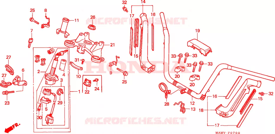 GUIDON - TE DE FOURCHE Honda MOTO 1500 GOLD-WING 2000  GL1500AY