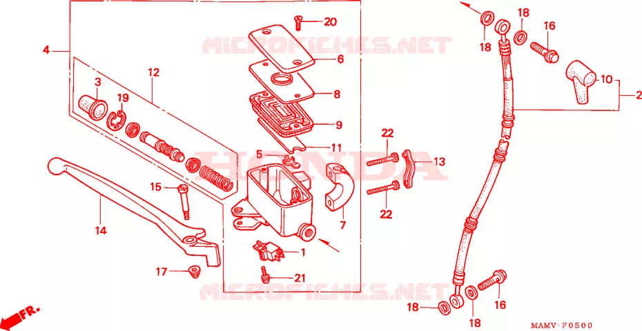 MAITRE CYLINDRE DE FREIN AVANT Honda MOTO 1500 GOLD-WING 2000  GL1500AY