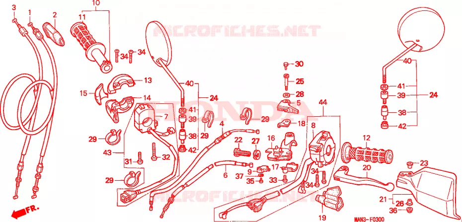 COMMODO - LEVIER - CABLE Honda MOTO 650 NX 1996  NX650T
