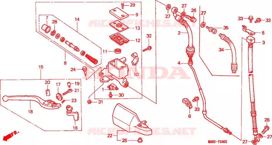MAITRE-CYLINDRE FREIN AV.(1) Honda MOTO 500 NX 1995  NX500S