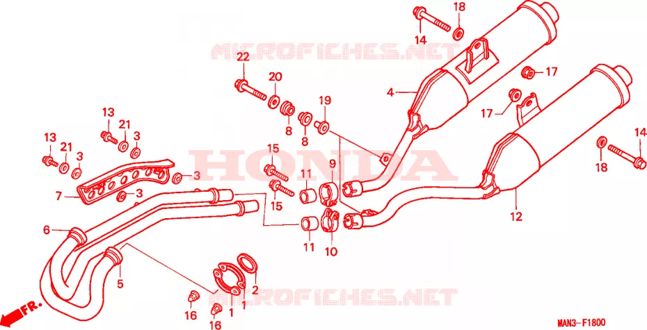 SILENCIEUX D'ECHAPPEMENT Honda MOTO 500 NX 1996  NX500T
