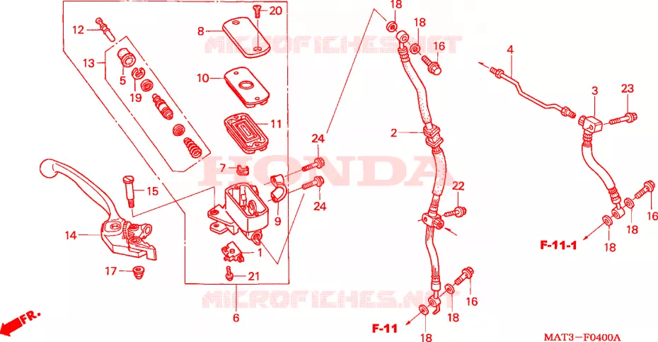MAITRE CYLINDRE DE FREIN AVANT Honda MOTO 1100 CBR 2003  CBR1100XX3
