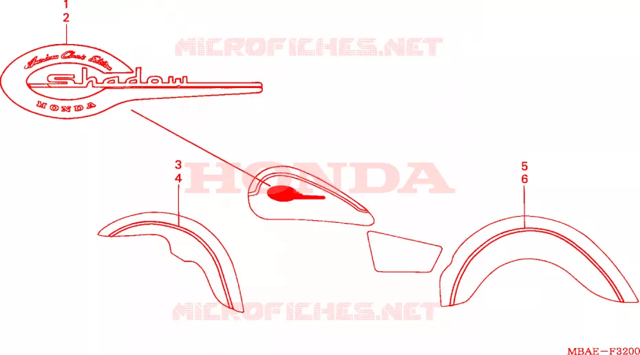 AUTOCOLLANTS Honda MOTO 750 SHADOW 2001  VT750CD31